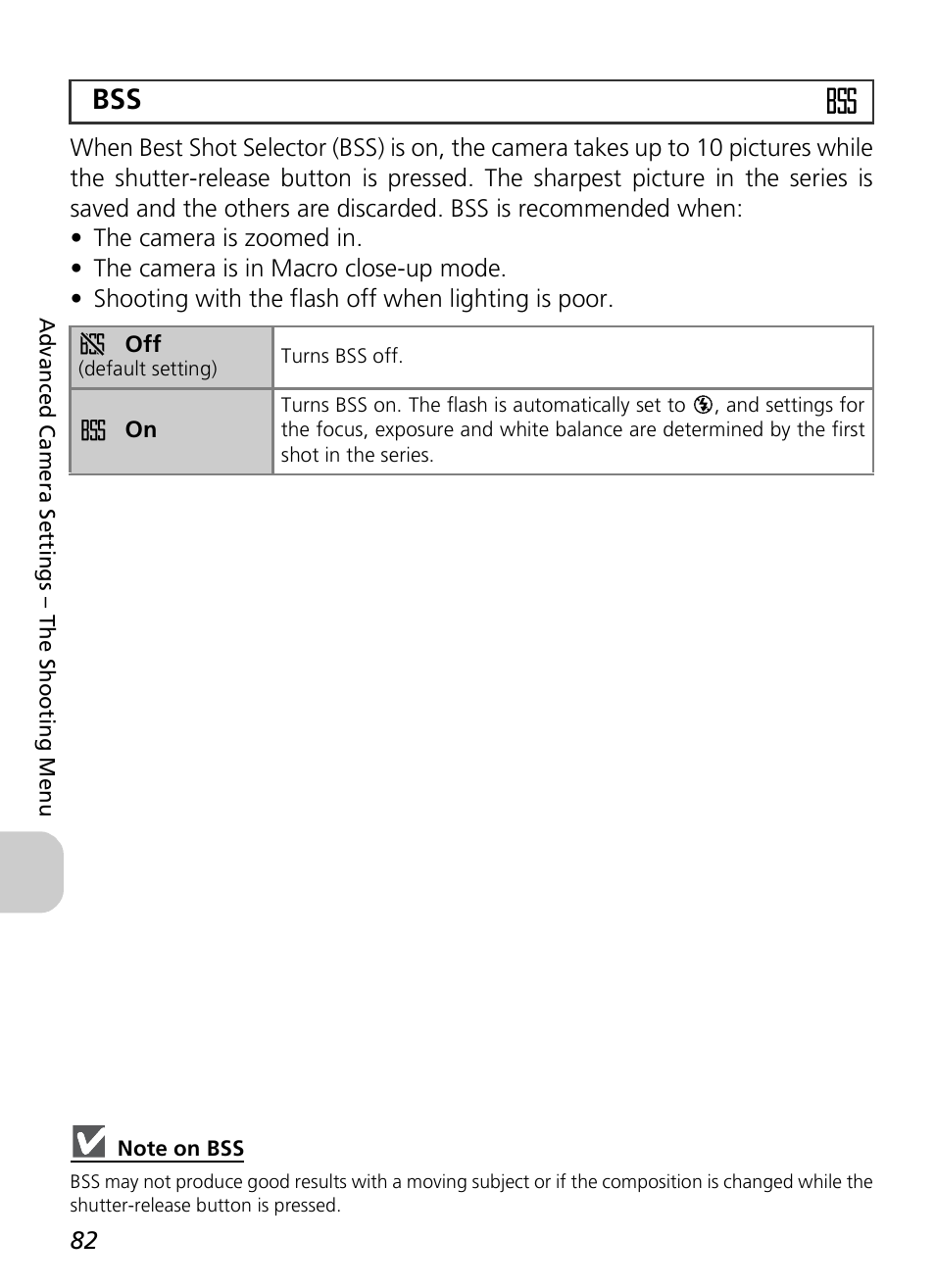 Bss a | Nikon P4 User Manual | Page 84 / 137