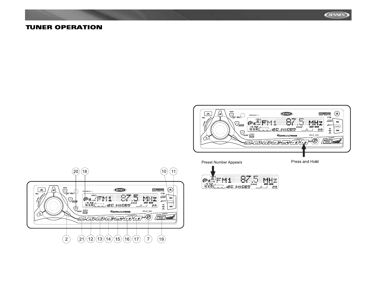 Mpx6411, Tuner operation | Audiovox MPX6411 User Manual | Page 13 / 58