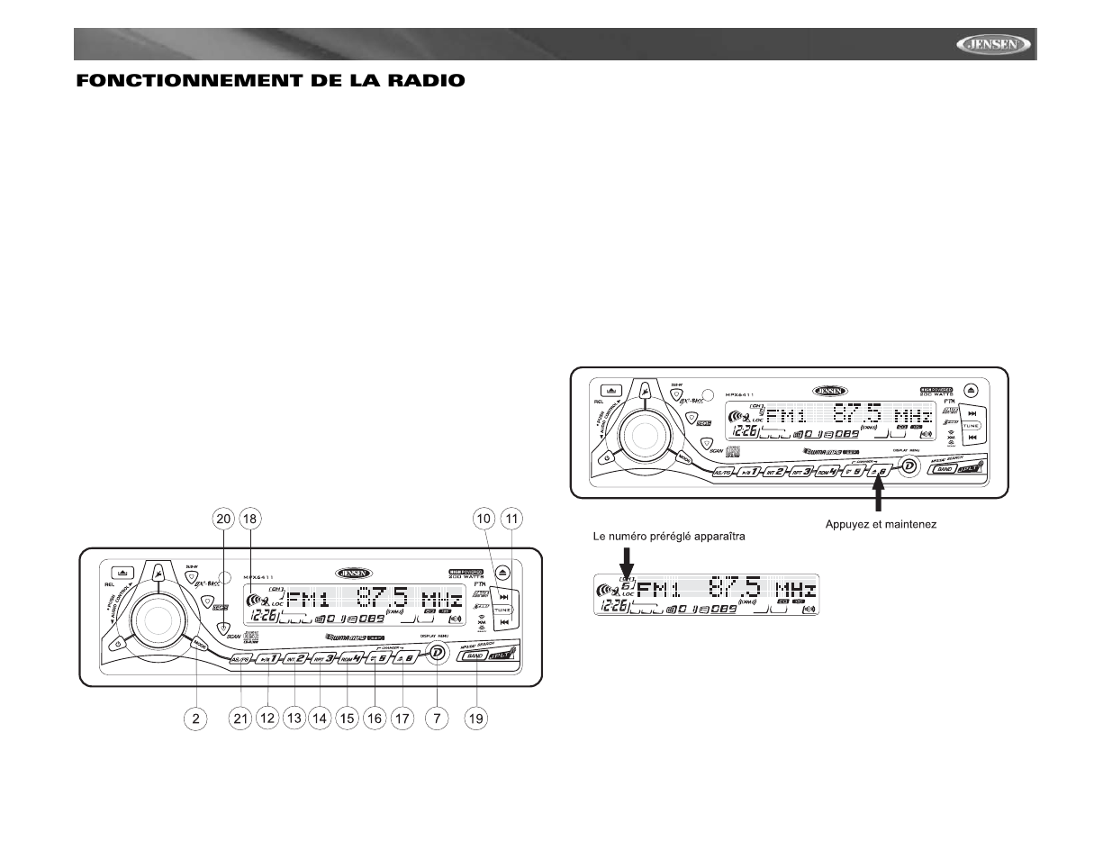 Mpx6411, Fonctionnement de la radio | Audiovox MPX6411 User Manual | Page 49 / 58
