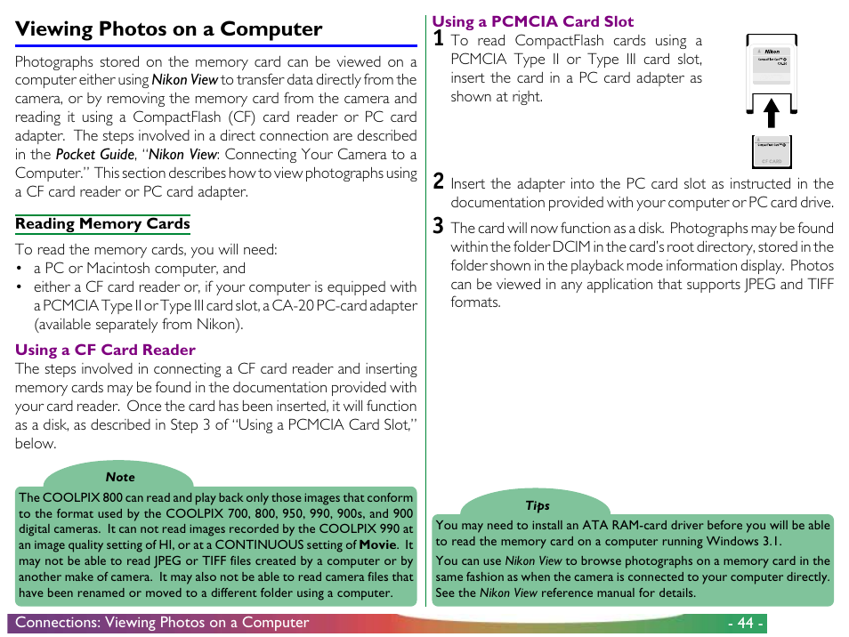 Viewing photos on a computer | Nikon 800 User Manual | Page 44 / 53