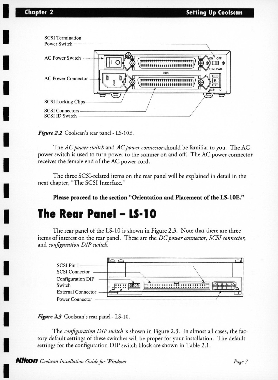 The rear panel - ls-10, The rear panel — ls-10 | Nikon LS-10 Installation Guide for Windows User Manual | Page 14 / 72