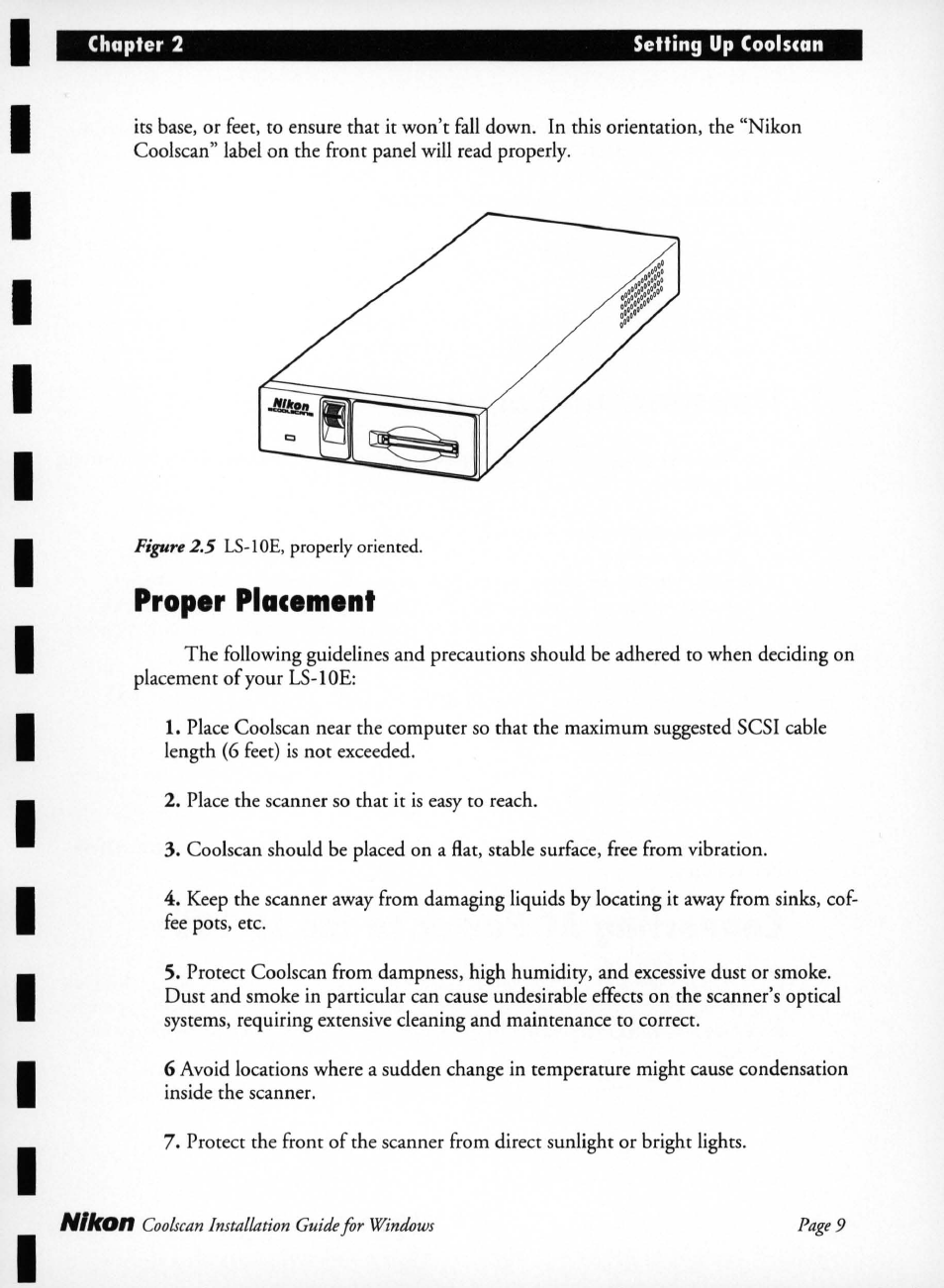 Proper placement | Nikon LS-10 Installation Guide for Windows User Manual | Page 16 / 72