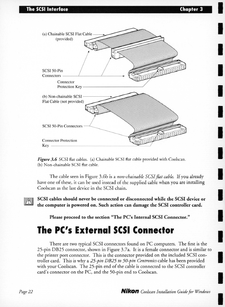 The pc's external scsi connector, The pc’s external scsi connector | Nikon LS-10 Installation Guide for Windows User Manual | Page 29 / 72