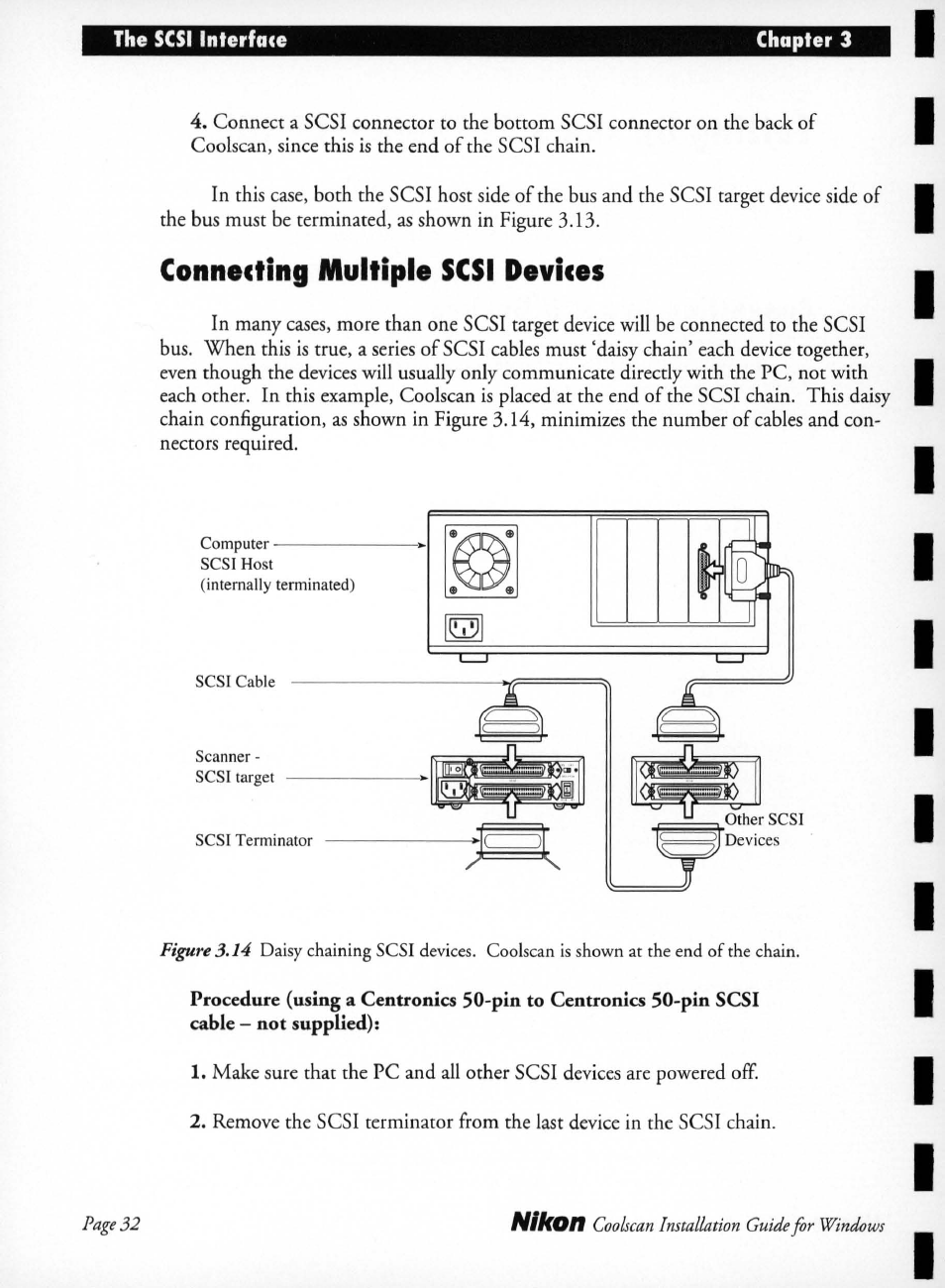 Connecting multiple scsi devices | Nikon LS-10 Installation Guide for Windows User Manual | Page 39 / 72