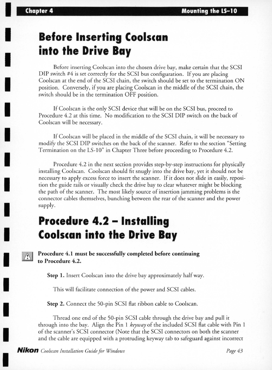 Before inserting coolscnn into the drive bay, Before inserting coolscan into the drive bay | Nikon LS-10 Installation Guide for Windows User Manual | Page 50 / 72
