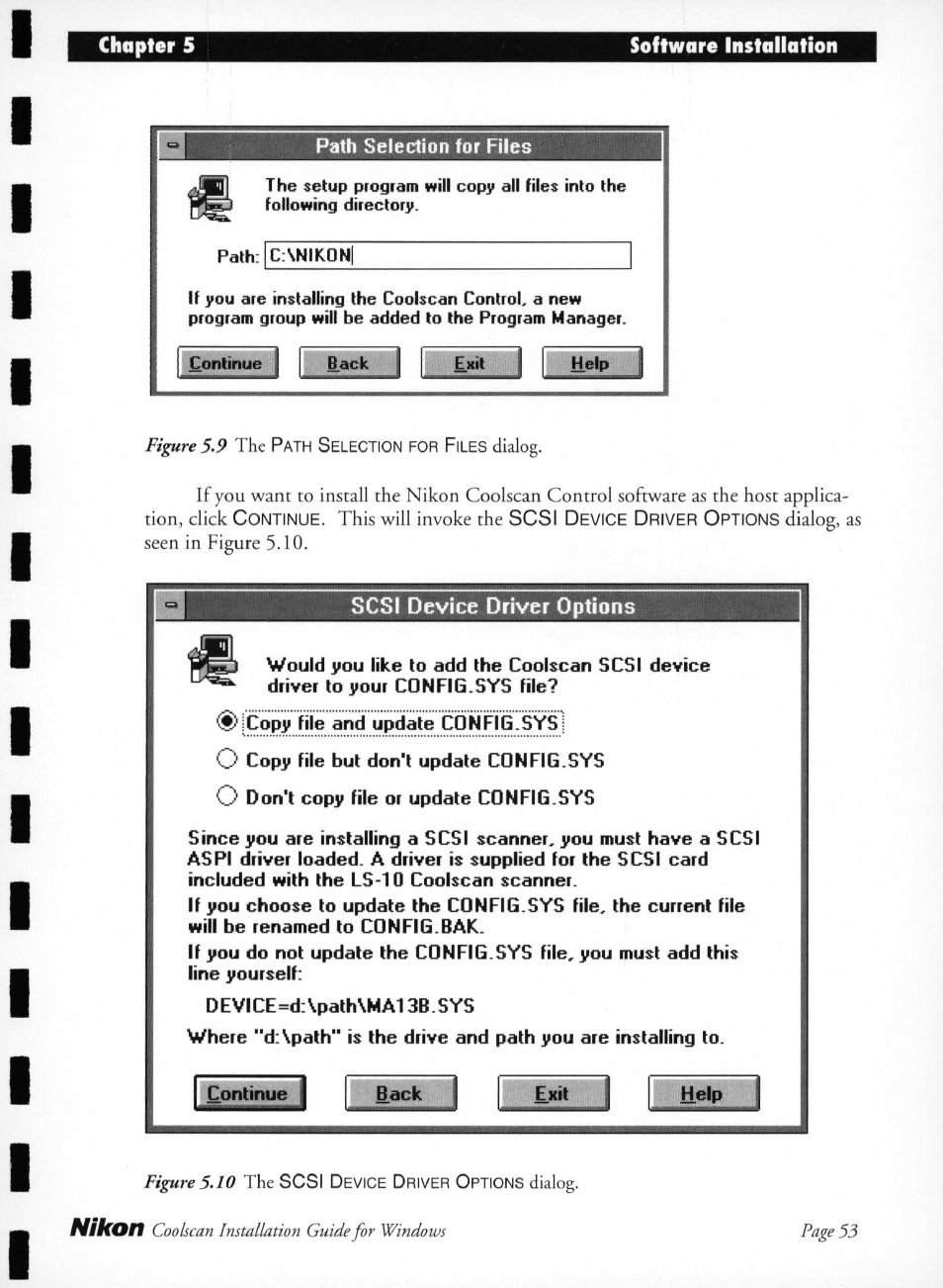 Path selection tor files, Nikon, Figure 5.9 | This will invoke the, Dialog, as seen in figure 5.10, Onliraj, Figure 5.10, Coolscan installation guide for windows page 53 | Nikon LS-10 Installation Guide for Windows User Manual | Page 60 / 72