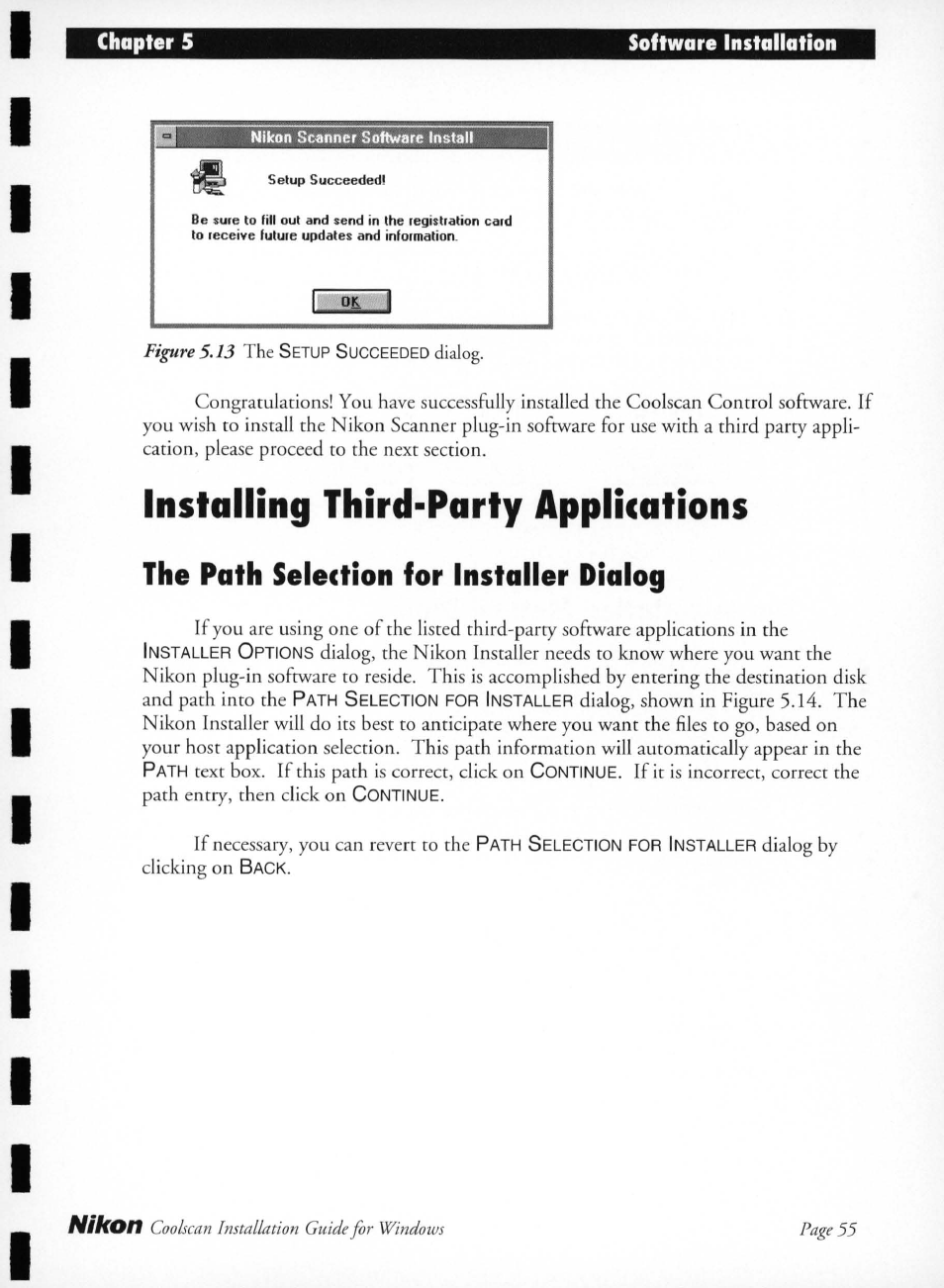 Installing third-party applications, The path selection for installer dialog, Text box. if this path is correct, click on | Figure 5.13, Nikon | Nikon LS-10 Installation Guide for Windows User Manual | Page 62 / 72