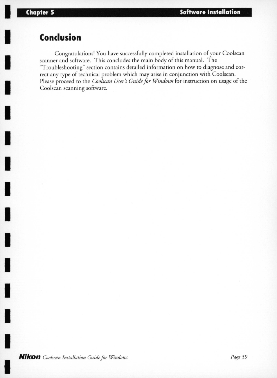 Conclusion, Nikon, Coolscan installation guide for windows page 59 | Nikon LS-10 Installation Guide for Windows User Manual | Page 66 / 72