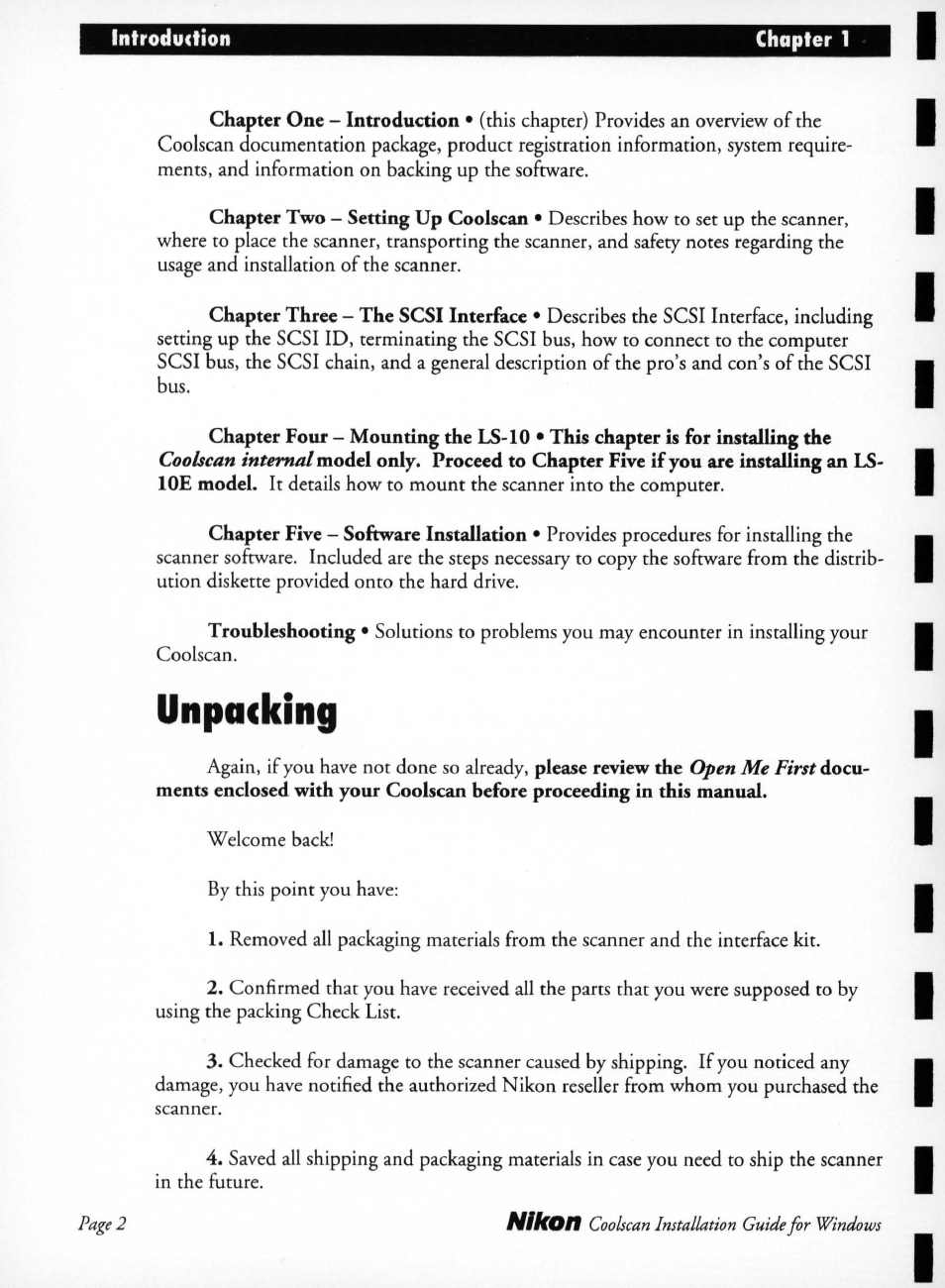 Unpacking | Nikon LS-10 Installation Guide for Windows User Manual | Page 9 / 72