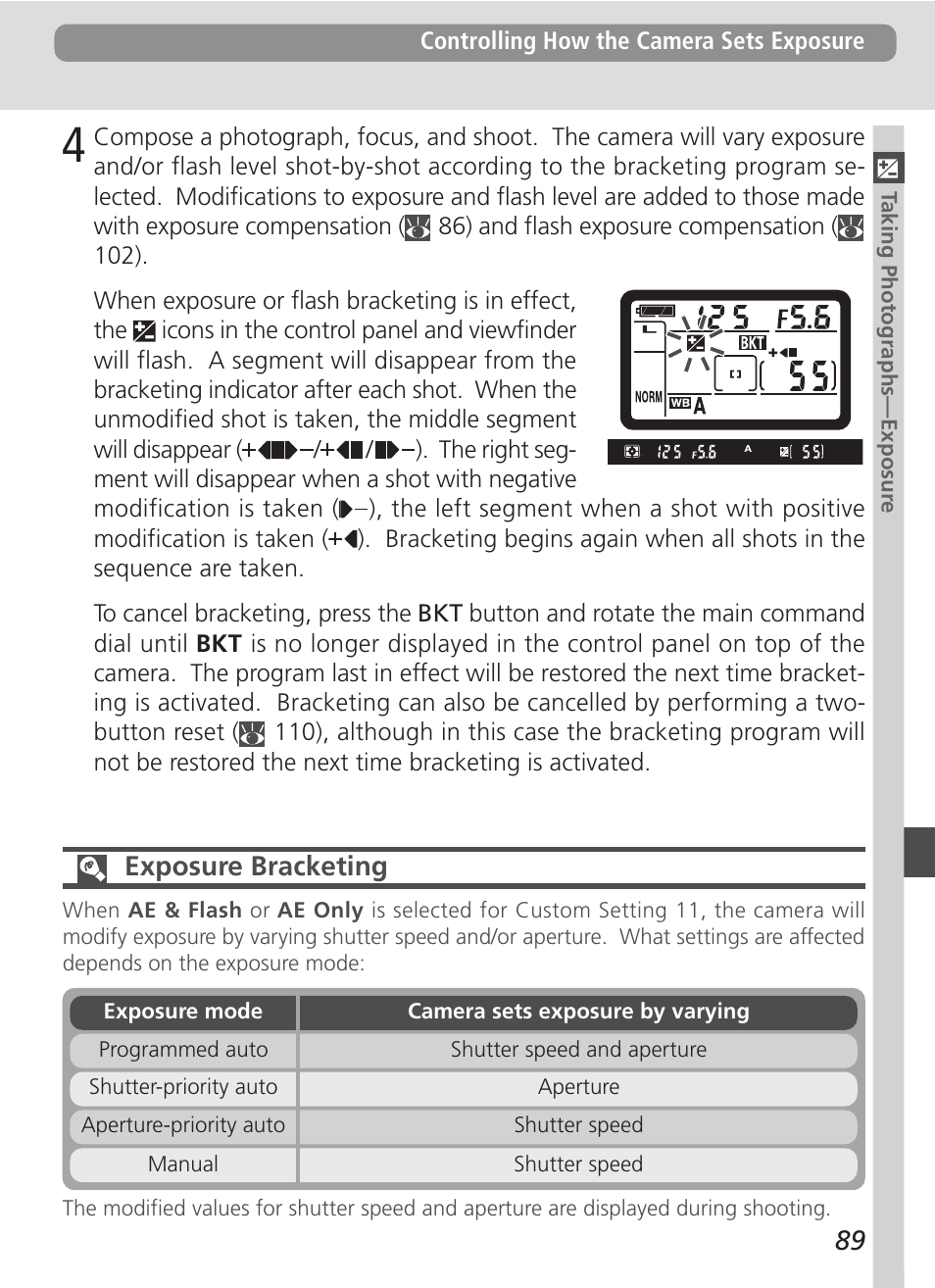 Exposure bracketing | Nikon D100 User Manual | Page 101 / 212