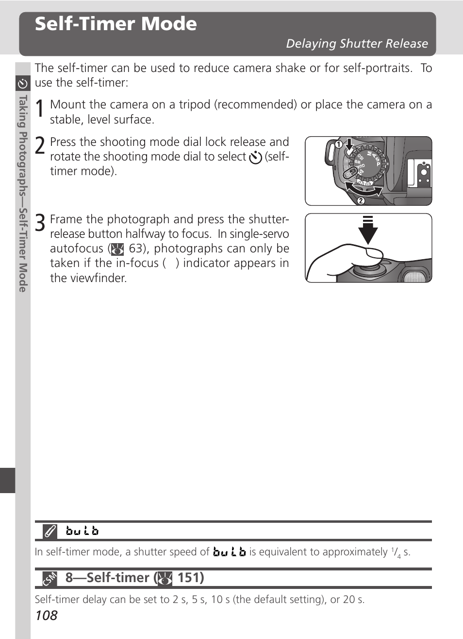 Self-timer mode | Nikon D100 User Manual | Page 120 / 212