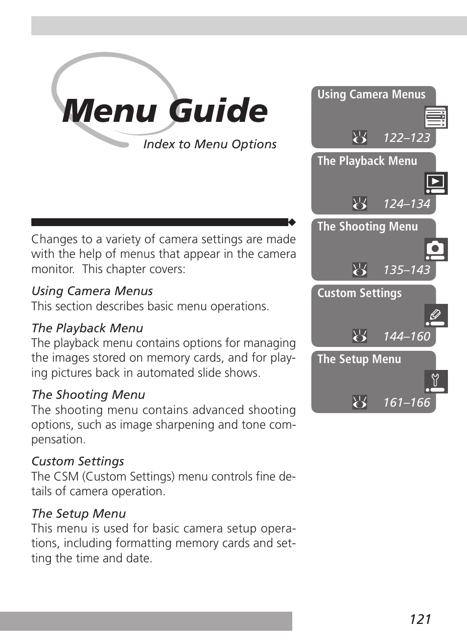 Menu guide | Nikon D100 User Manual | Page 133 / 212