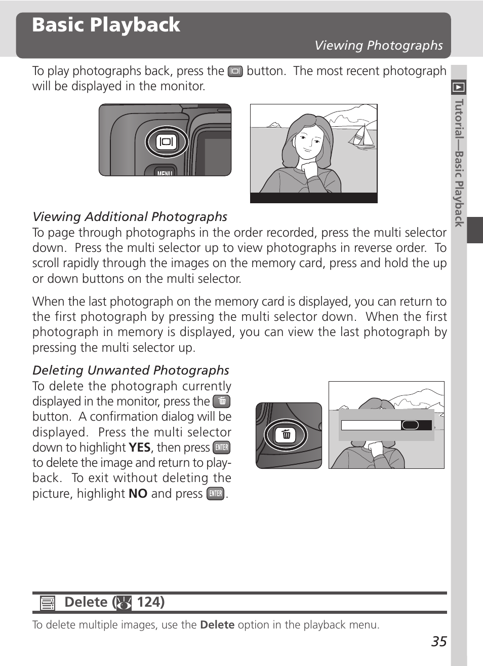 Basic playback, Delete ( 124) | Nikon D100 User Manual | Page 47 / 212