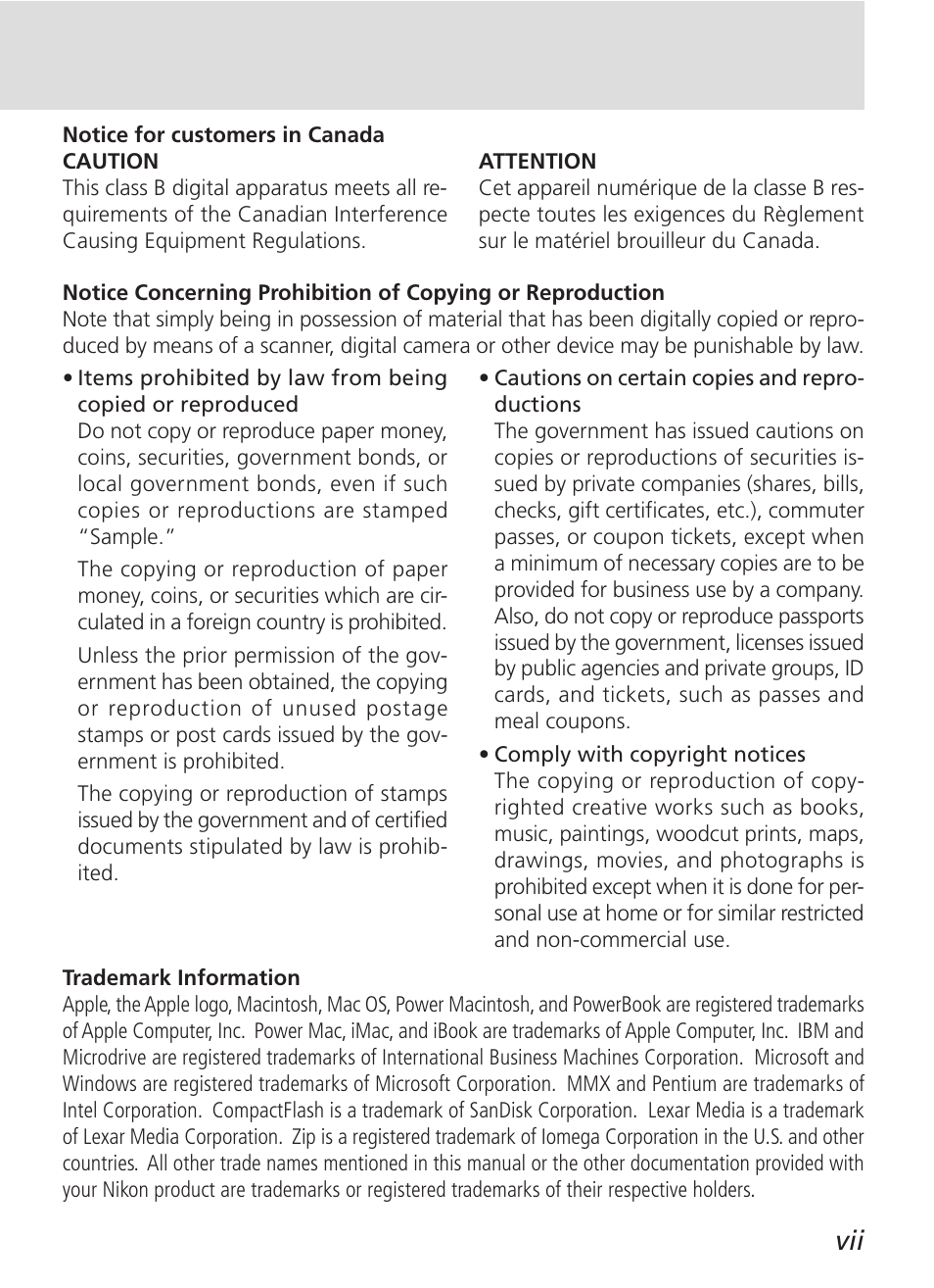 Nikon D100 User Manual | Page 9 / 212