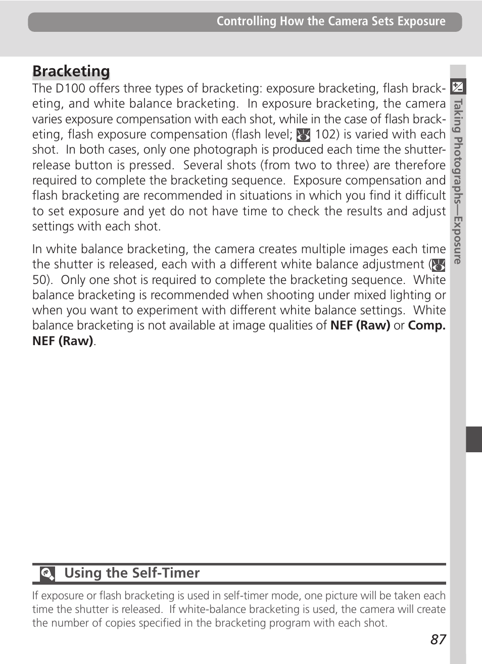 Bracketing | Nikon D100 User Manual | Page 99 / 212