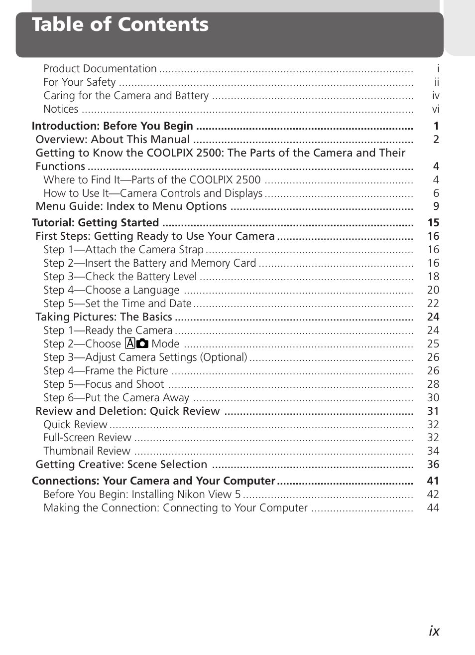 Nikon 2500 User Manual | Page 11 / 120