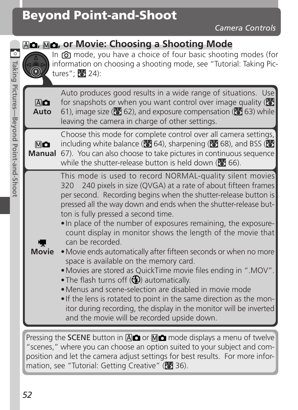 Beyond point-and-shoot, Or movie: choosing a shooting mode | Nikon 2500 User Manual | Page 64 / 120