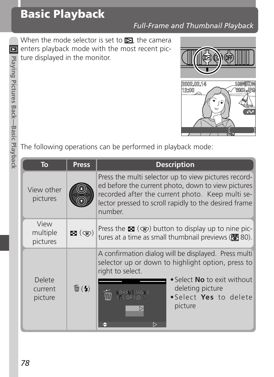 Basic playback | Nikon 2500 User Manual | Page 90 / 120