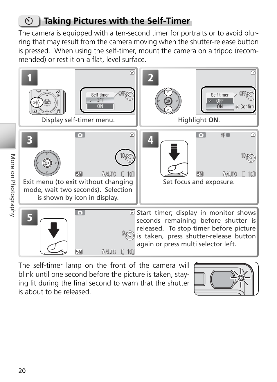 Taking pictures with the self-timer | Nikon S2 User Manual | Page 30 / 110