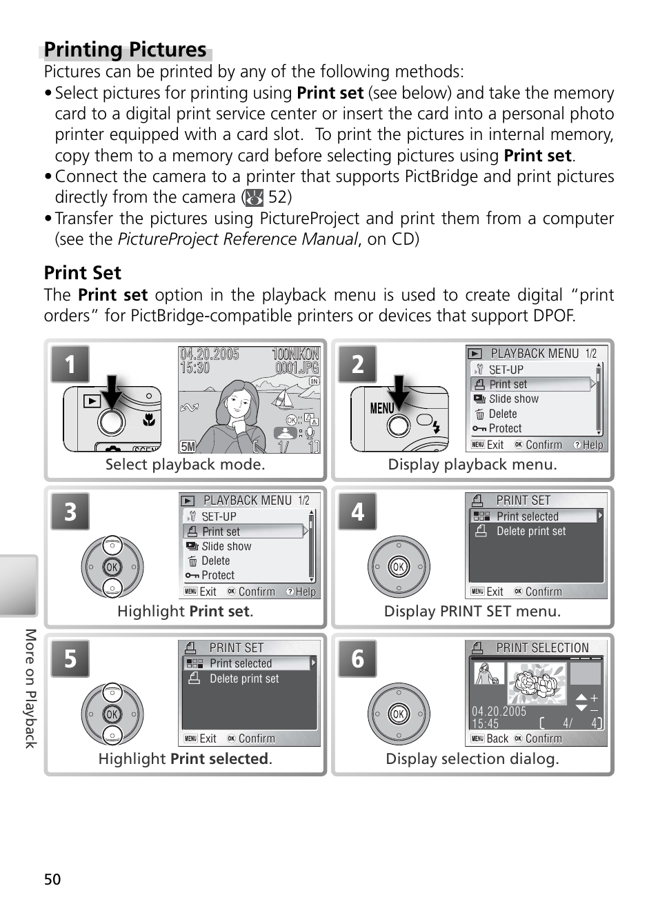 Printing pictures, Print set | Nikon S2 User Manual | Page 60 / 110