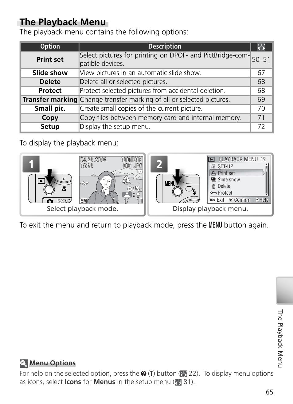 The playback menu, The playback menu contains the following options | Nikon S2 User Manual | Page 75 / 110