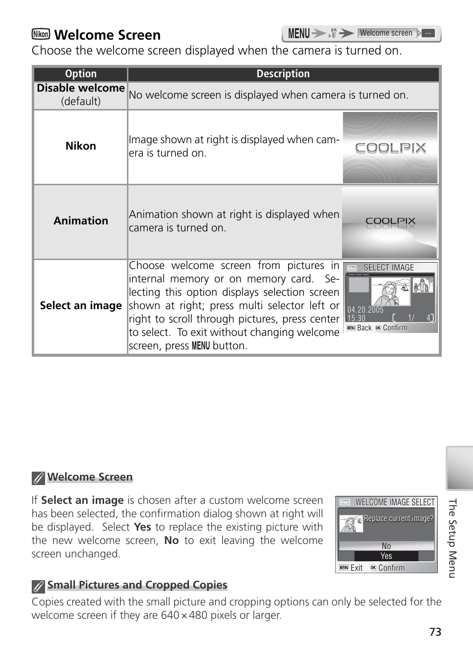 Welcome screen | Nikon S2 User Manual | Page 83 / 110