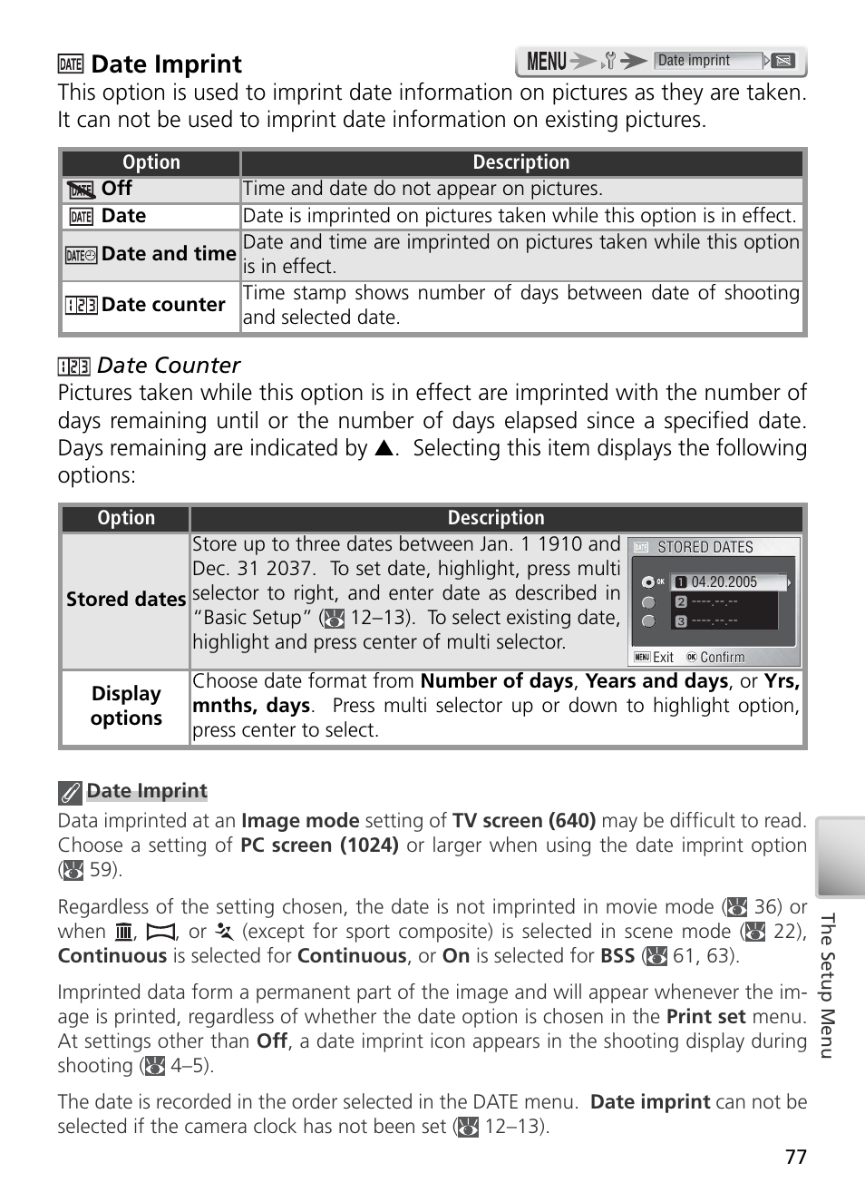 Date imprint | Nikon S2 User Manual | Page 87 / 110