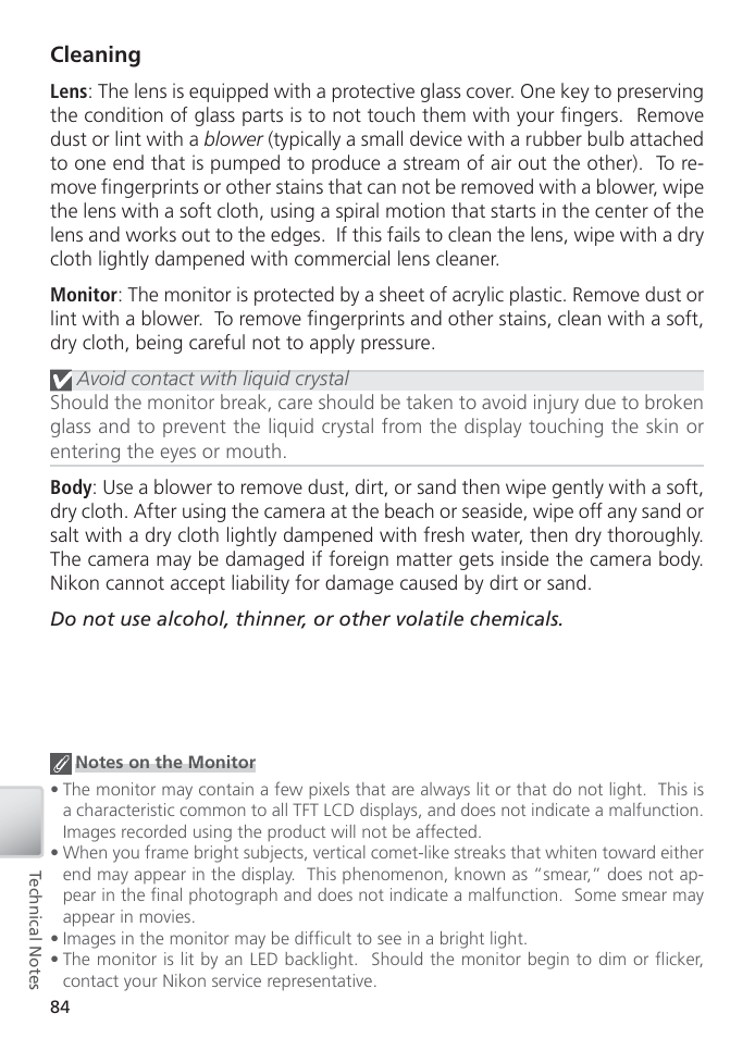 Cleaning | Nikon S2 User Manual | Page 94 / 110