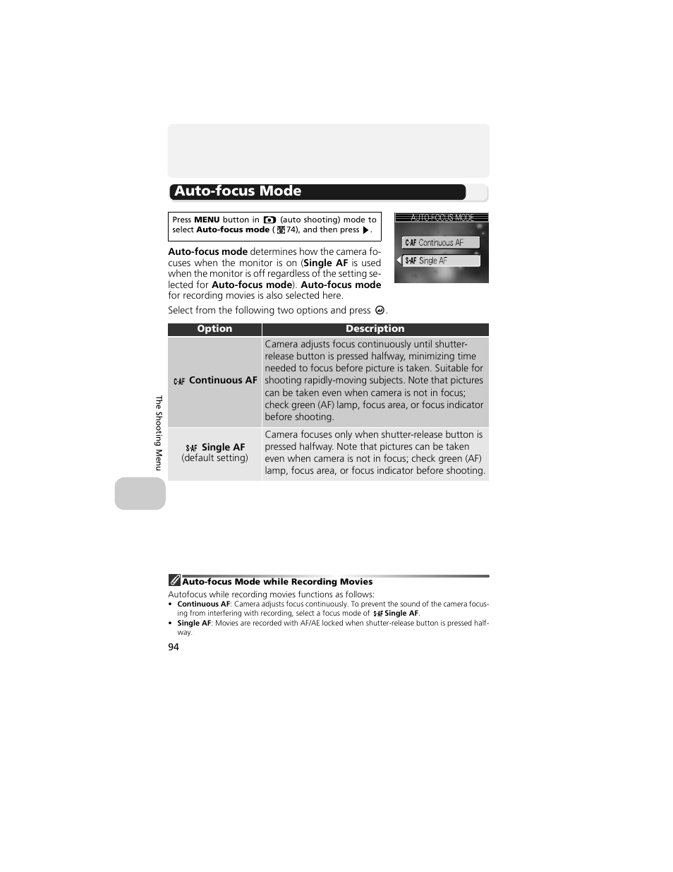 Auto-focus mode | Nikon 4200 User Manual | Page 104 / 152