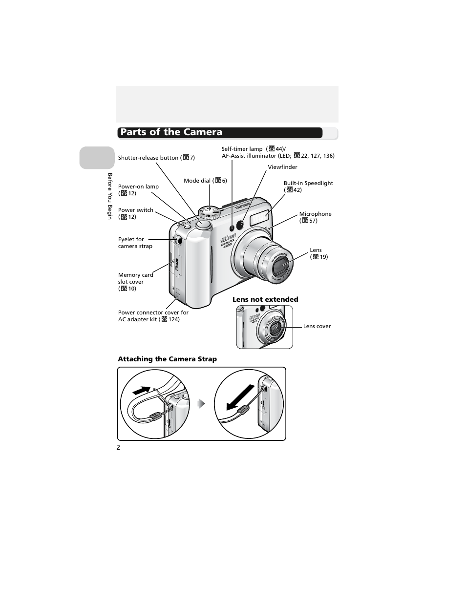 Before you begin, Parts of the camera | Nikon 4200 User Manual | Page 12 / 152