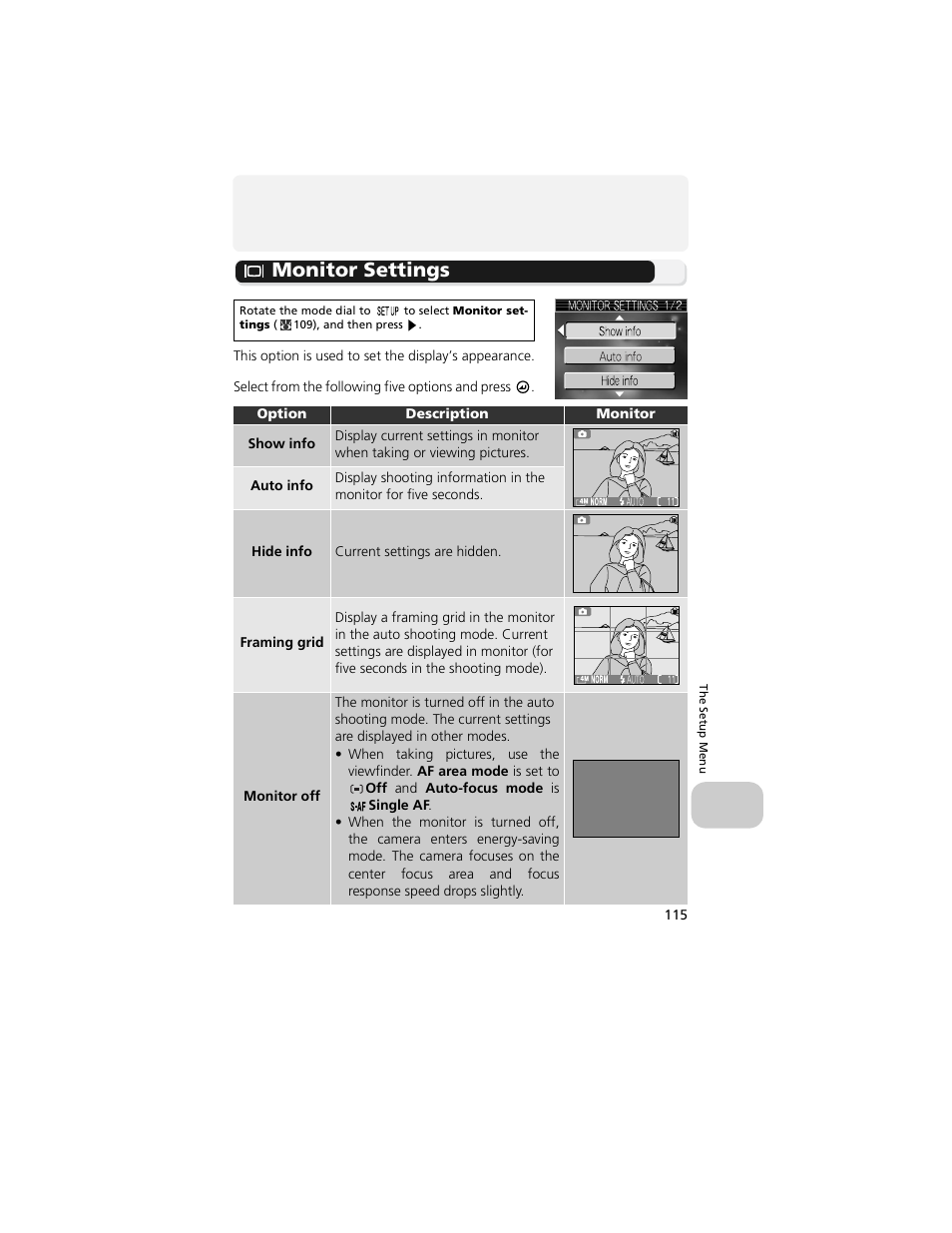 Monitor settings | Nikon 4200 User Manual | Page 125 / 152