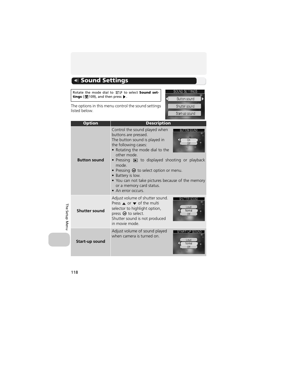 Sound settings | Nikon 4200 User Manual | Page 128 / 152