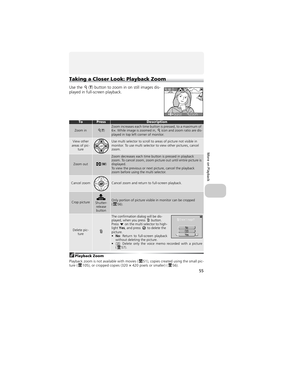 Taking a closer look: playback zoom | Nikon 4200 User Manual | Page 65 / 152