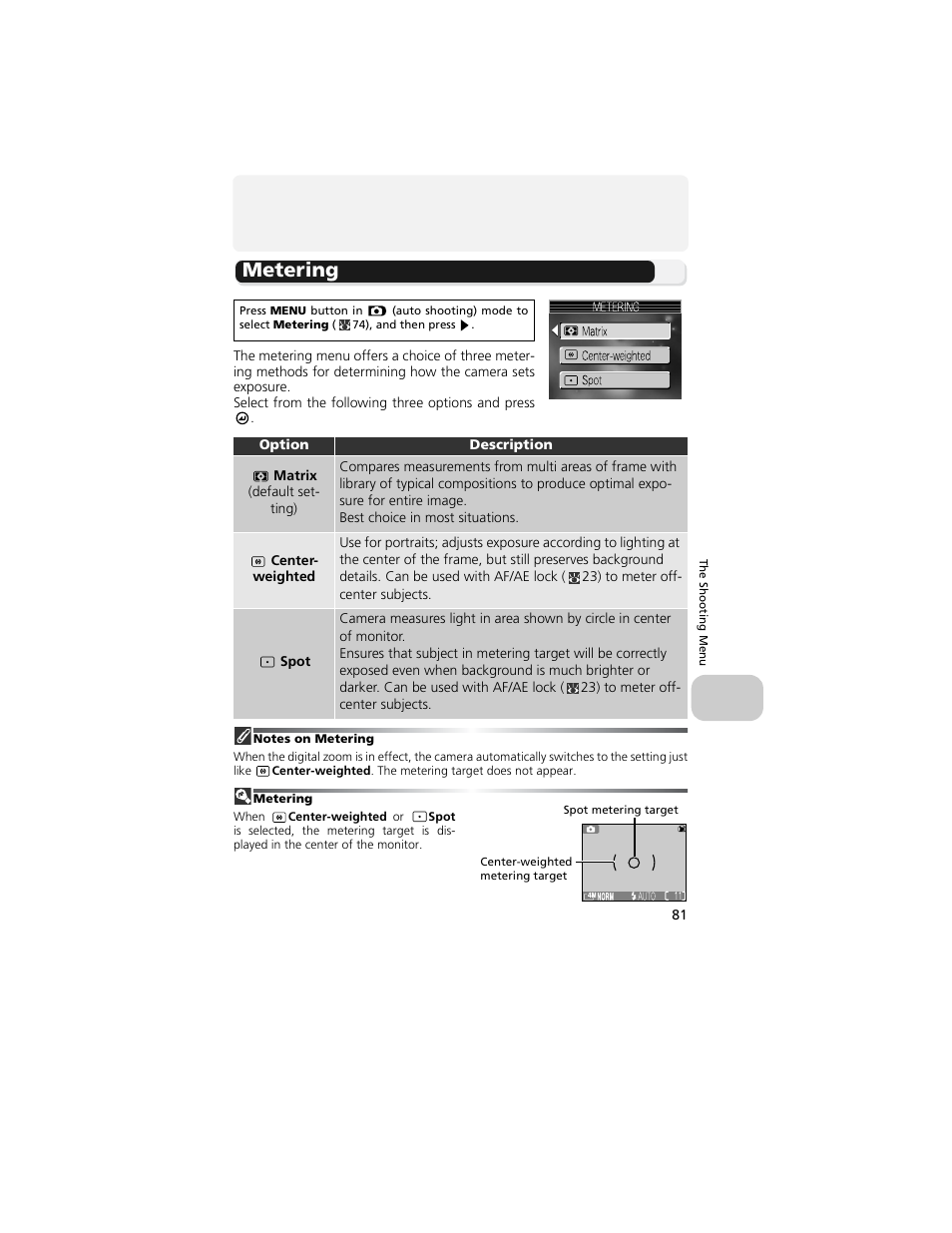 Metering | Nikon 4200 User Manual | Page 91 / 152