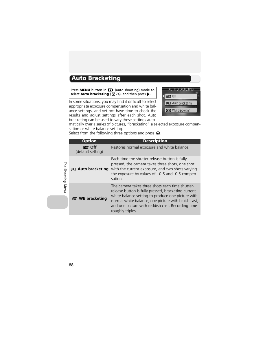 Auto bracketing | Nikon 4200 User Manual | Page 98 / 152