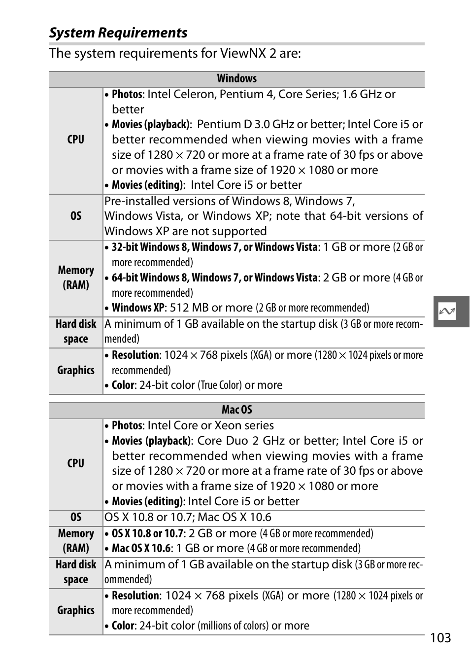 System requirements | Nikon AW1 User Manual | Page 105 / 144