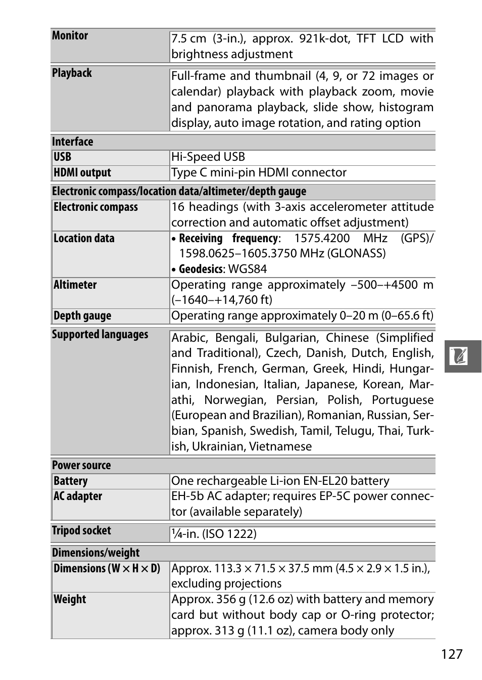 Nikon AW1 User Manual | Page 129 / 144