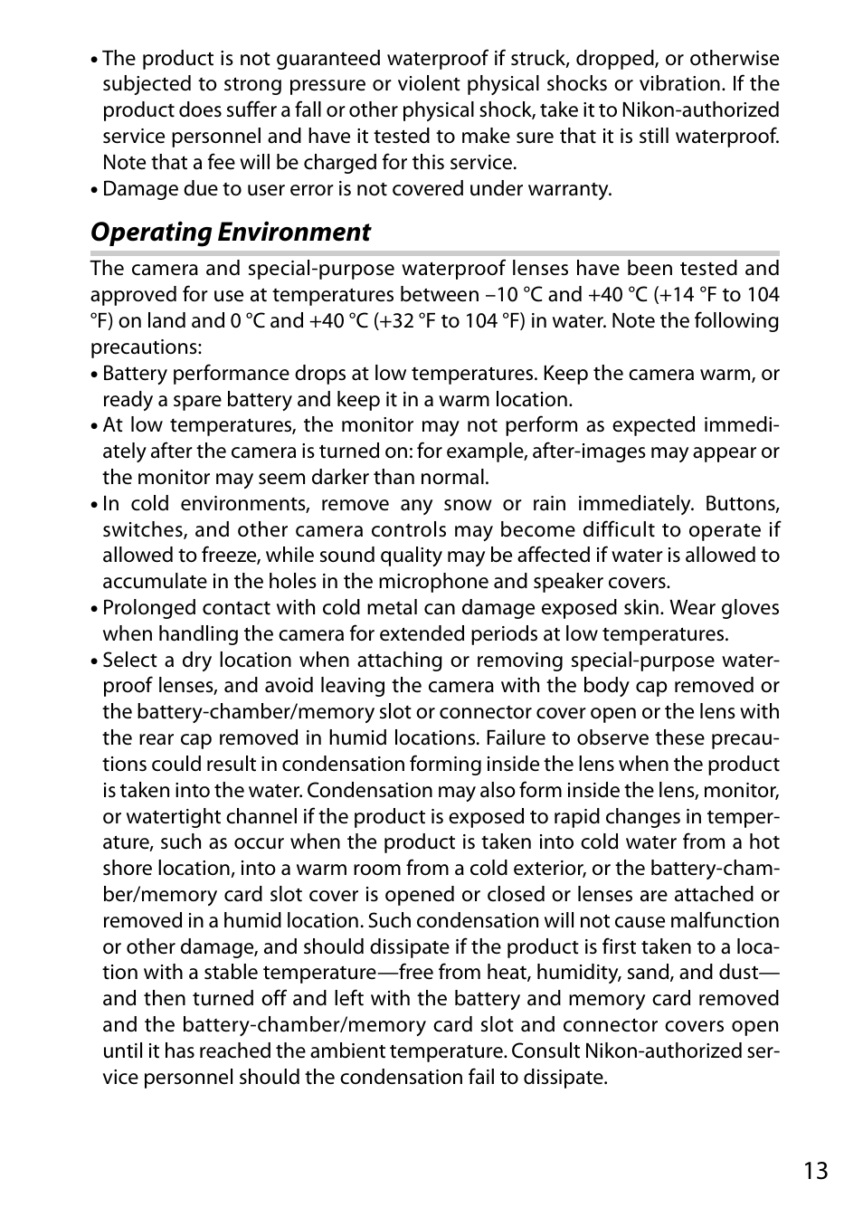 Operating environment | Nikon AW1 User Manual | Page 15 / 144