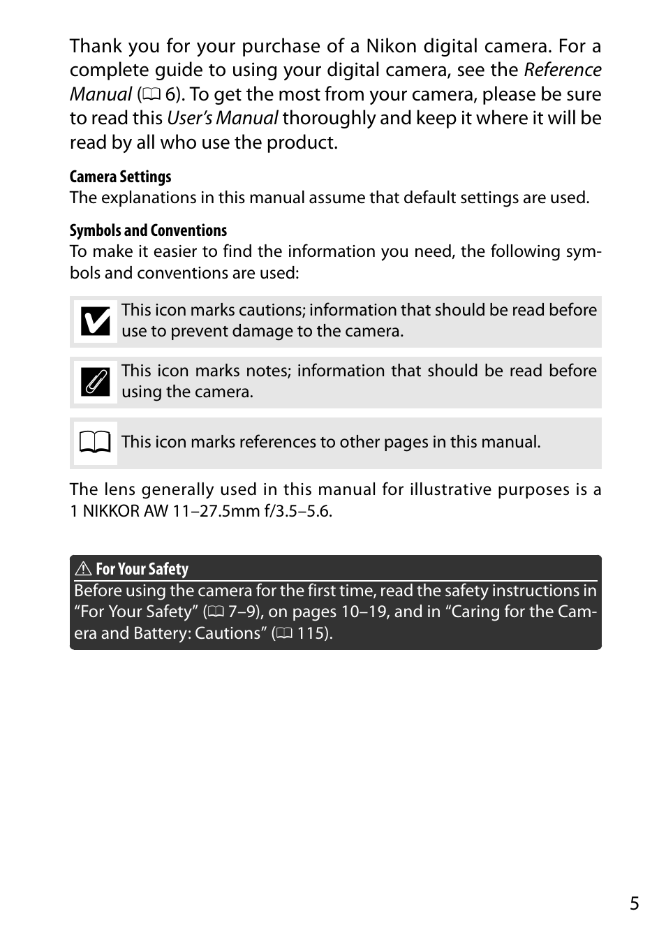 Nikon AW1 User Manual | Page 7 / 144