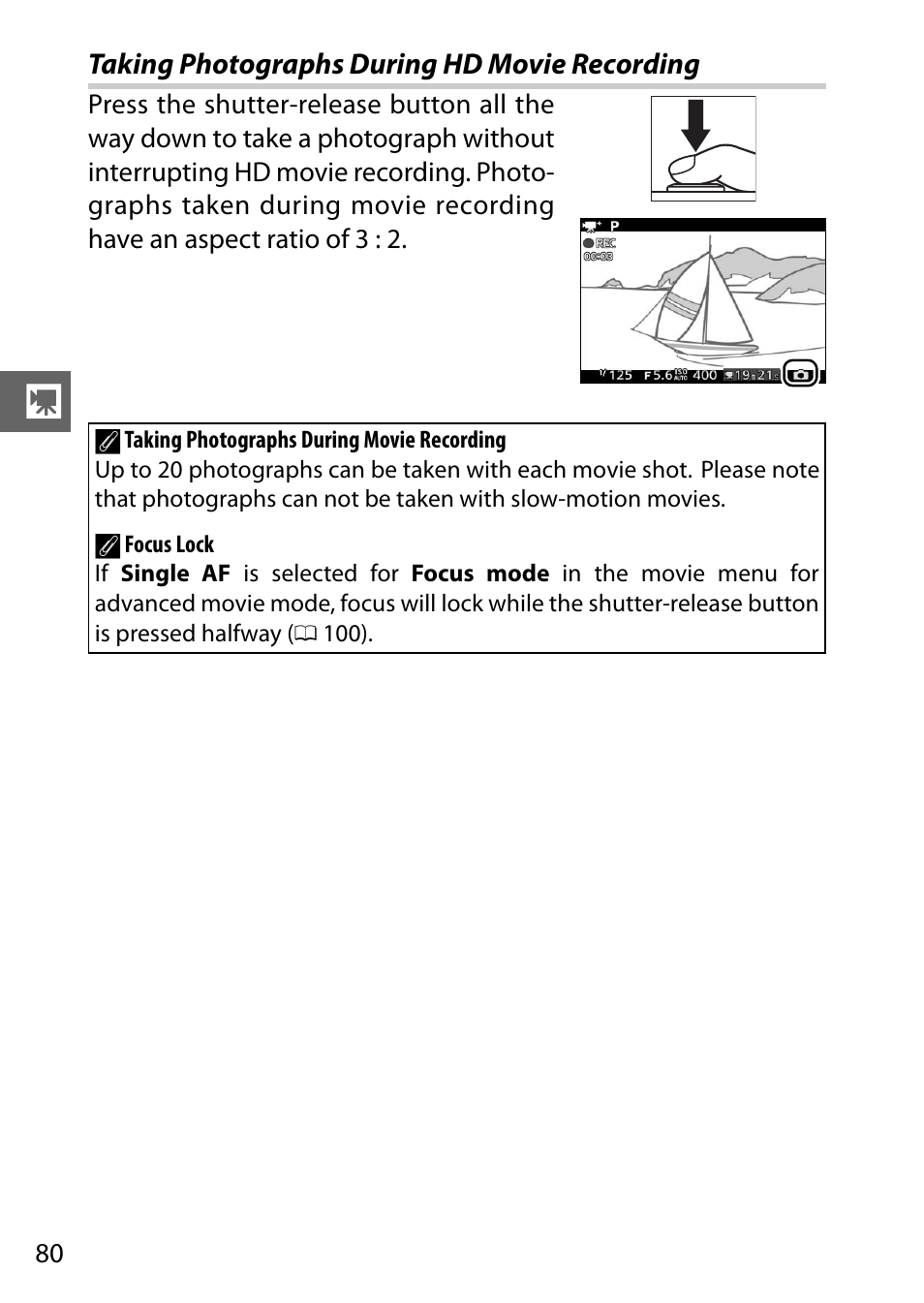 Taking photographs during hd movie recording | Nikon AW1 User Manual | Page 82 / 144