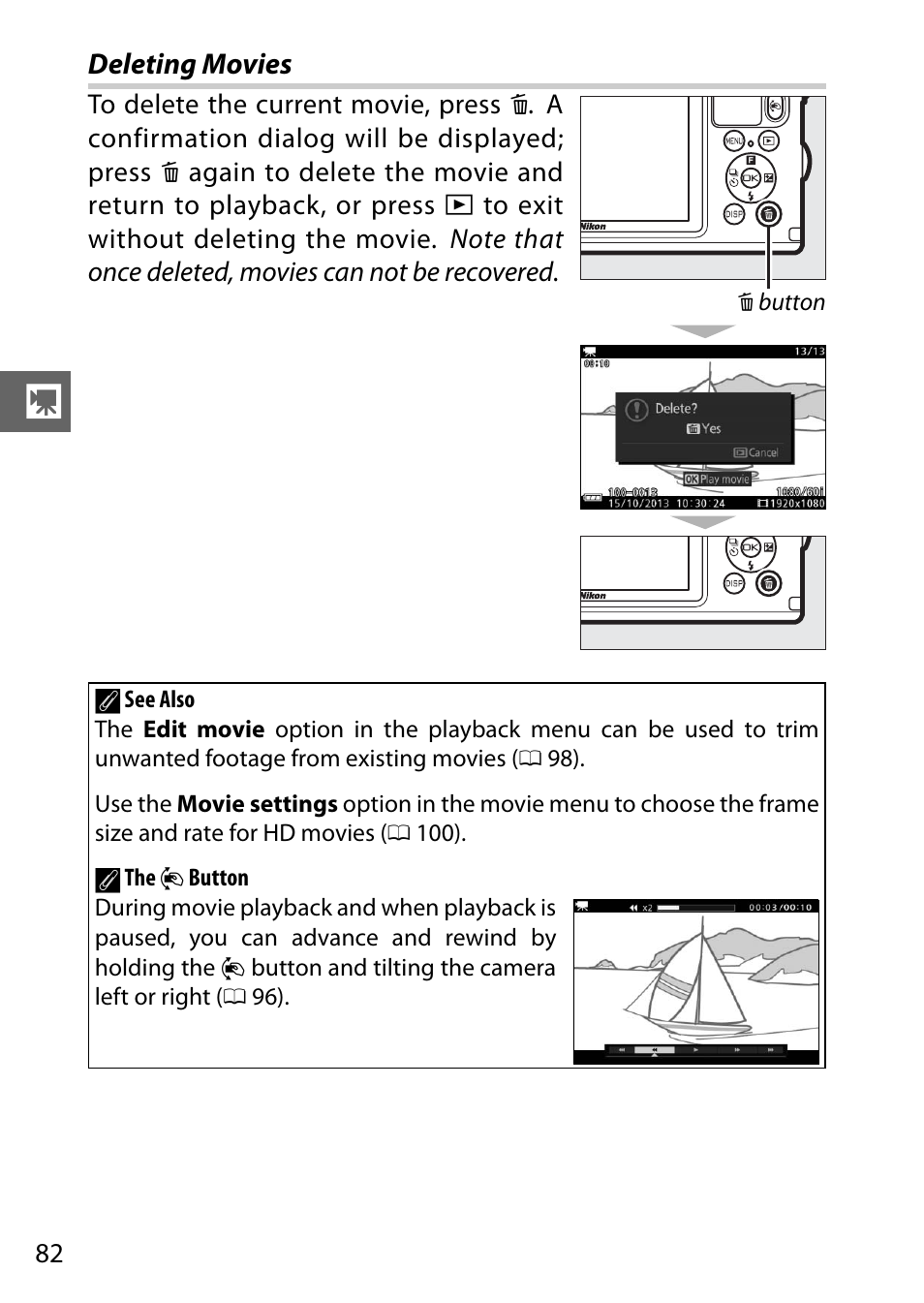 Deleting movies | Nikon AW1 User Manual | Page 84 / 144