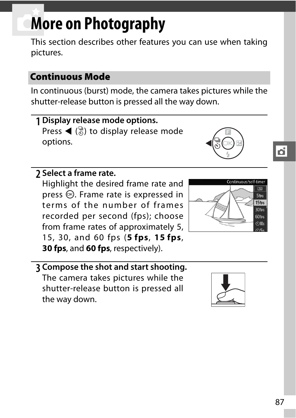 More on photography, Continuous mode | Nikon AW1 User Manual | Page 89 / 144