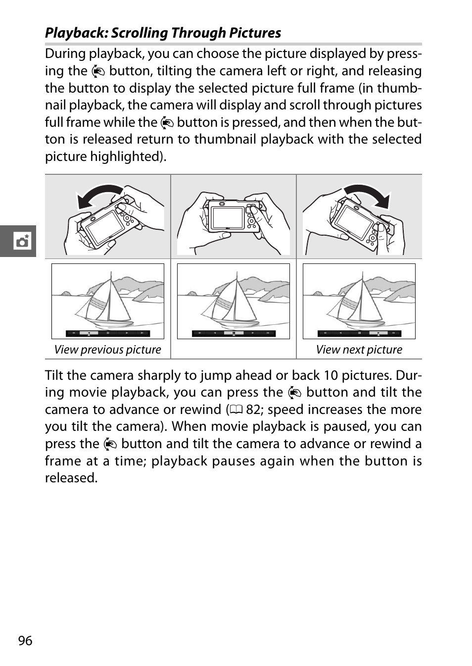 Playback: scrolling through pictures | Nikon AW1 User Manual | Page 98 / 144
