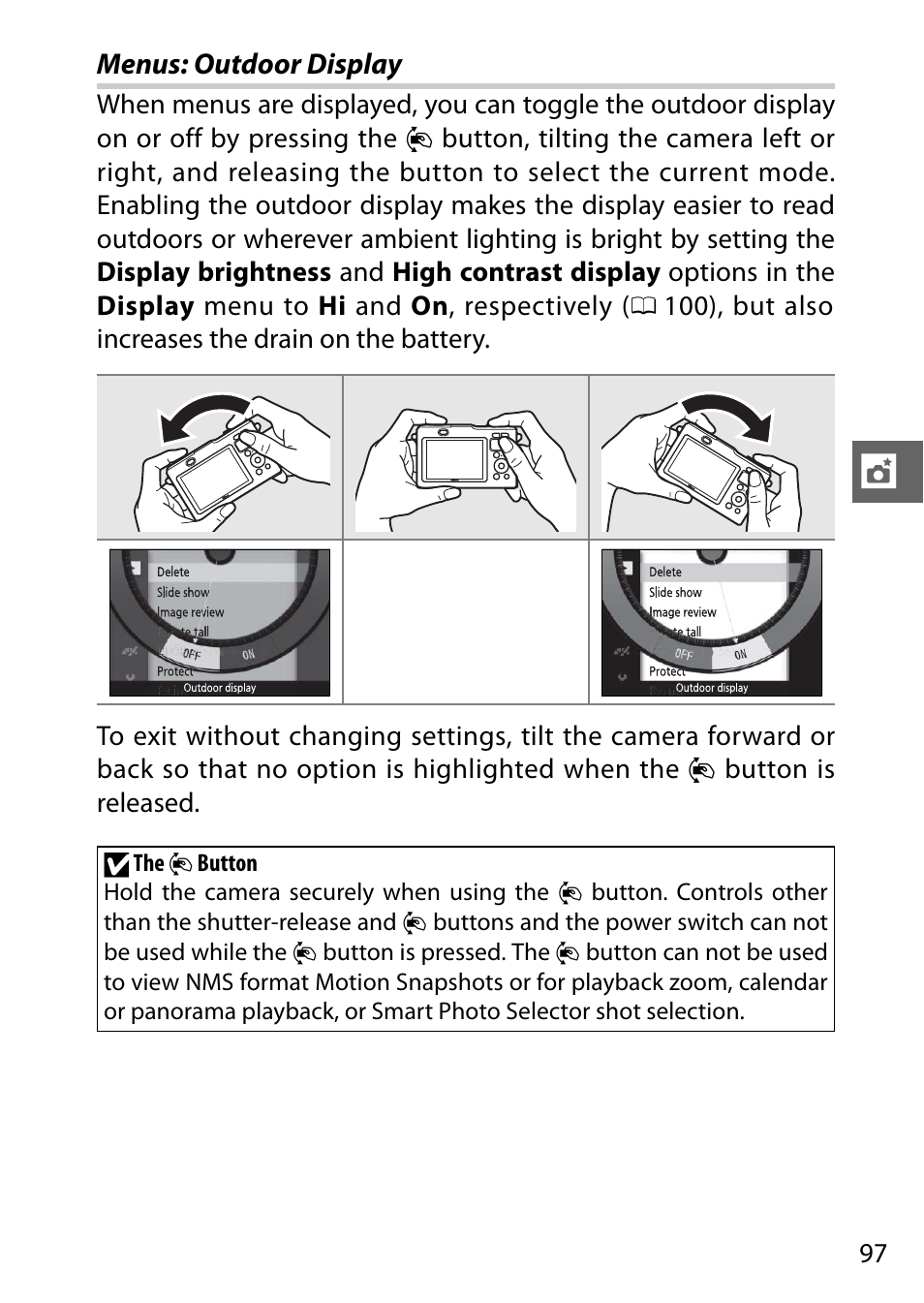 Menus: outdoor display | Nikon AW1 User Manual | Page 99 / 144
