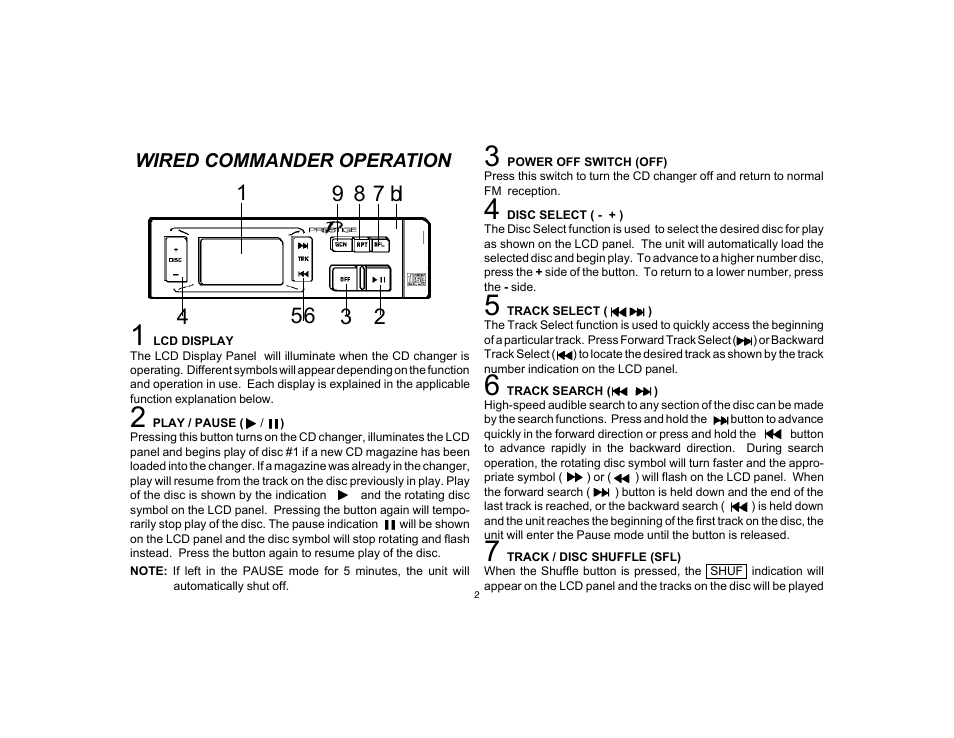 Wired commander operation | Audiovox Prestige P-MC3 User Manual | Page 4 / 8