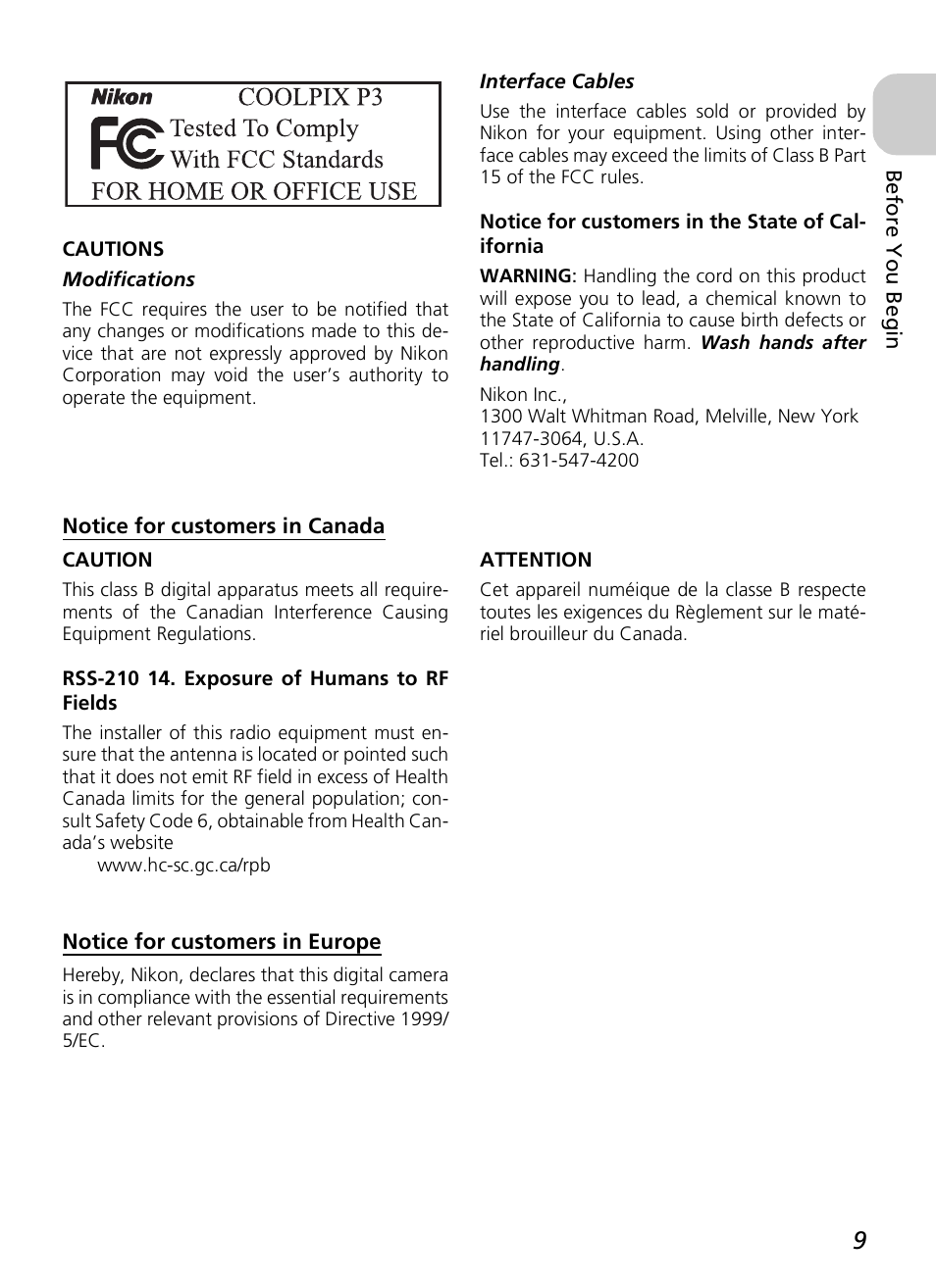 Nikon P3 User Manual | Page 11 / 161