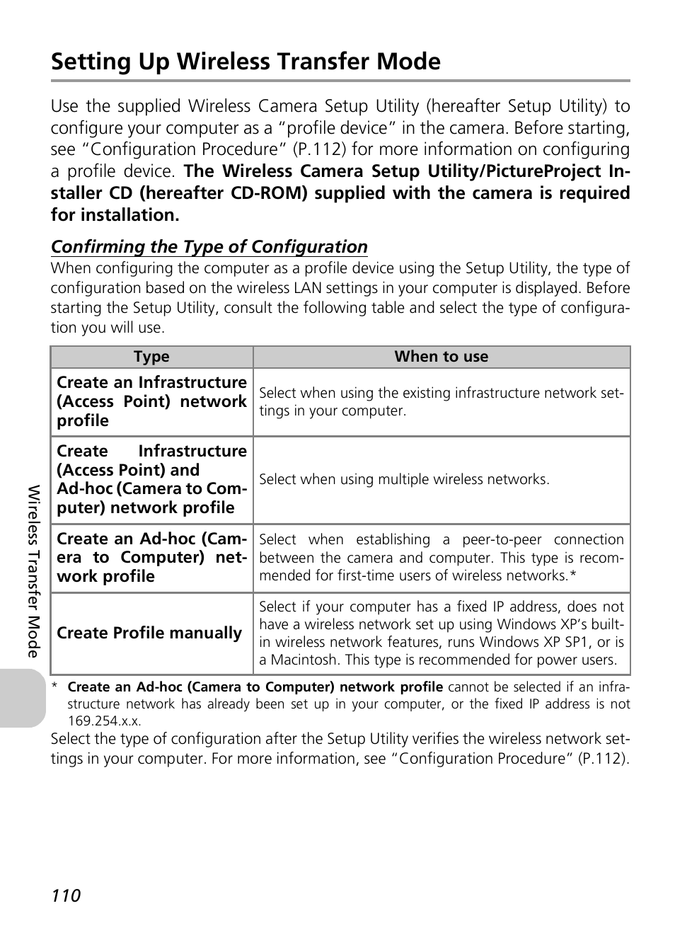 Setting up wireless transfer mode | Nikon P3 User Manual | Page 112 / 161