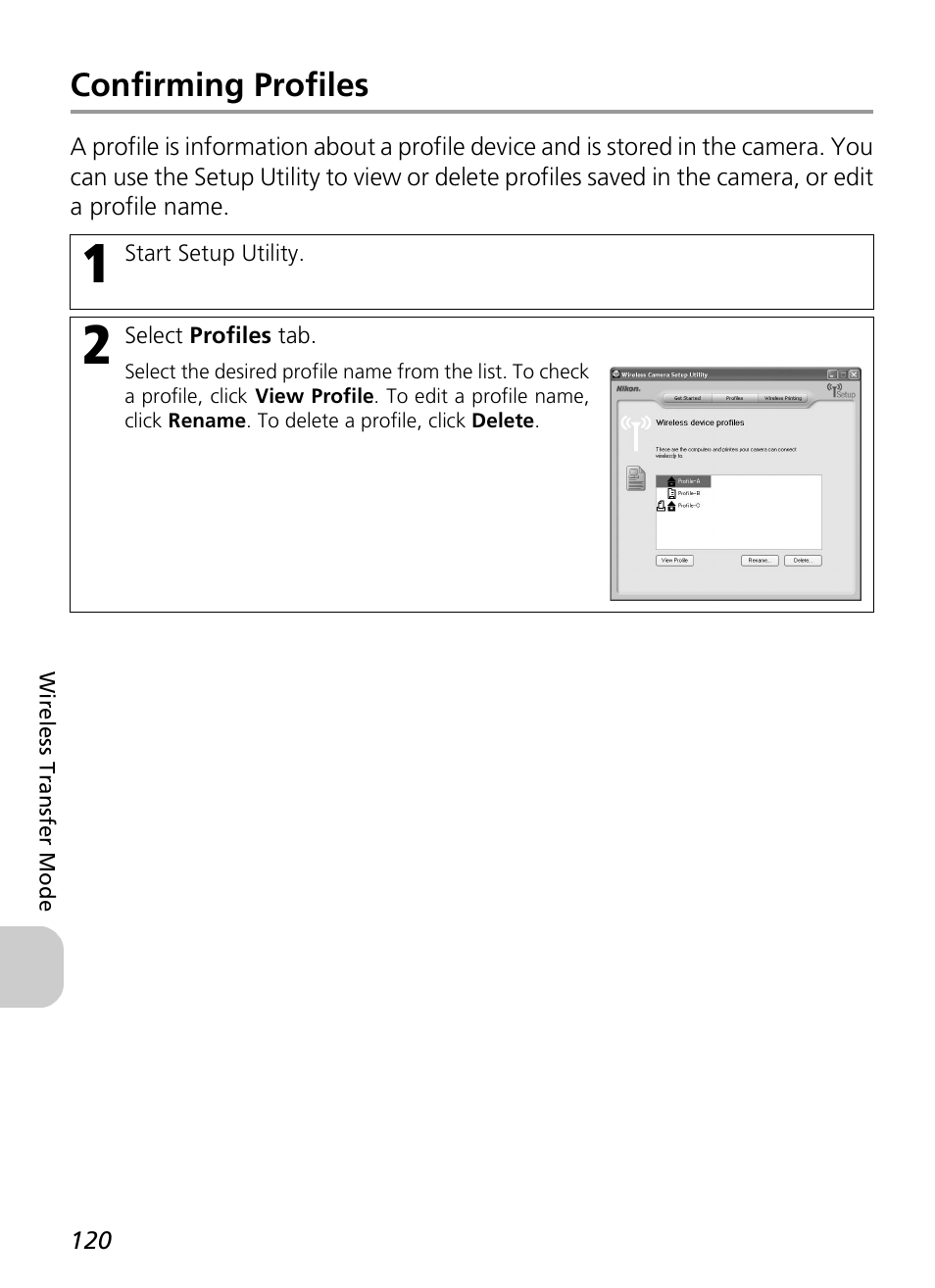 Confirming profiles | Nikon P3 User Manual | Page 122 / 161