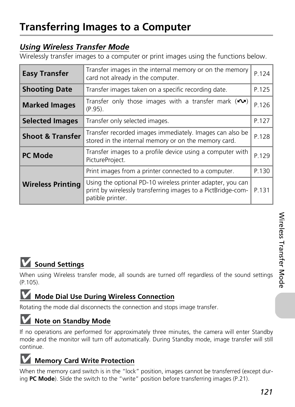 Transferring images to a computer, Using wireless transfer mode | Nikon P3 User Manual | Page 123 / 161