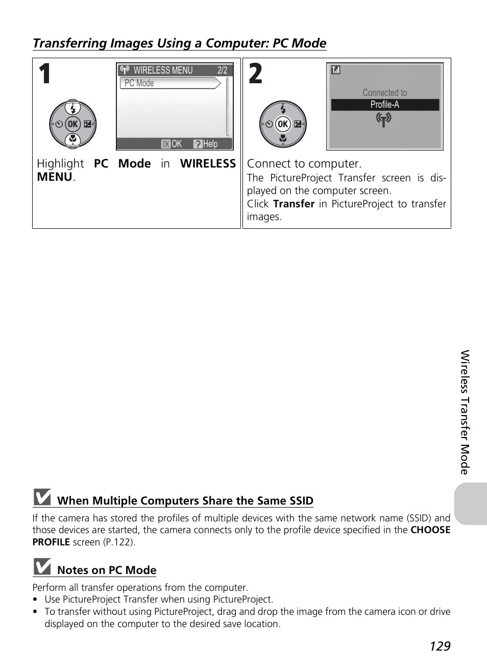 Transferring images using a computer: pc mode | Nikon P3 User Manual | Page 131 / 161